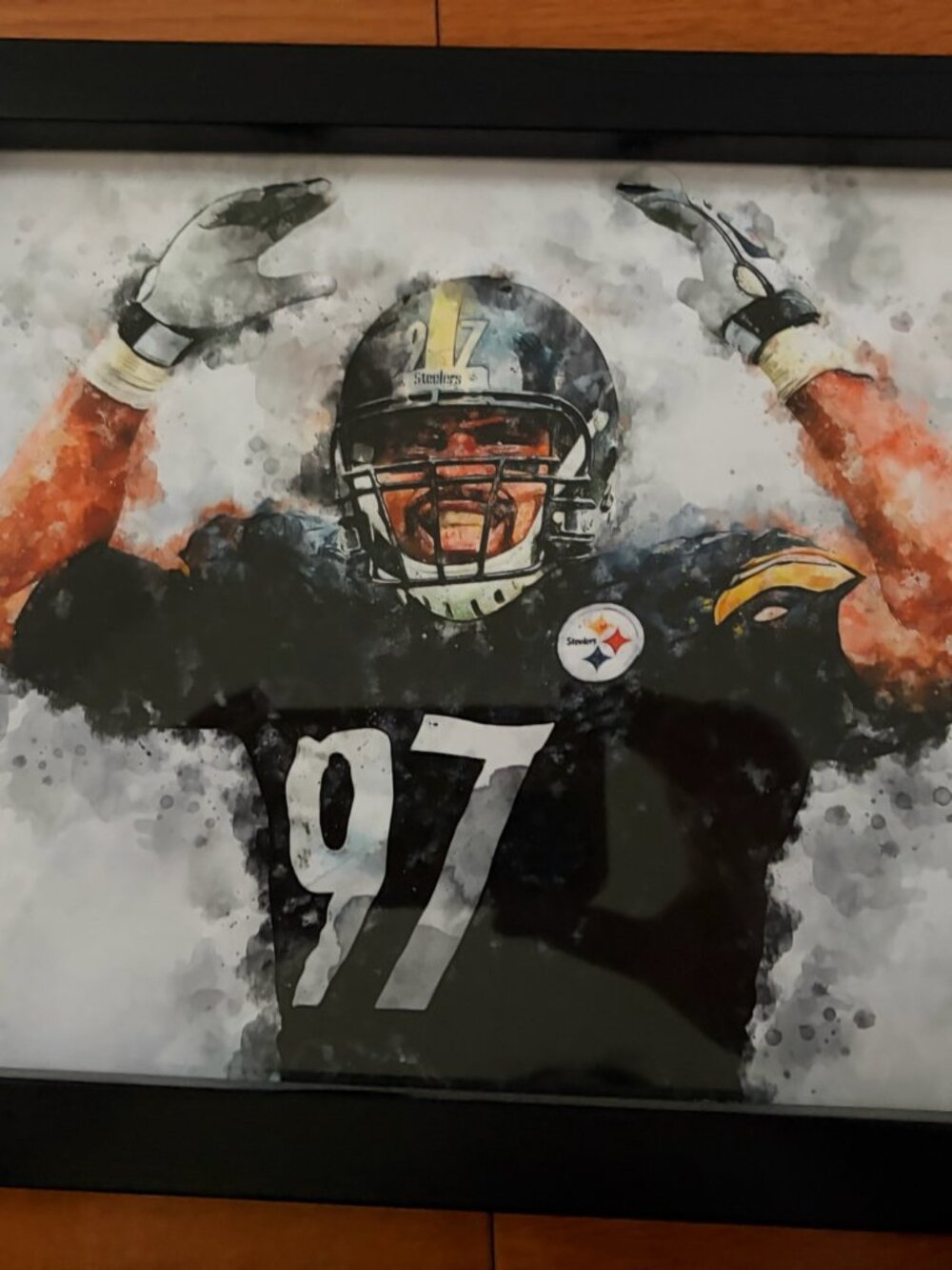 Pittsburgh Steelers #97 Watercolor Style Framed Art Print - NFL Wall Decor
